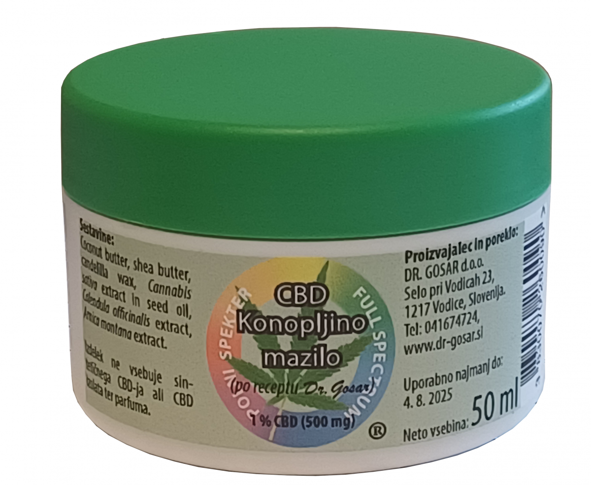 1% CBD konopljino mazilo (50 ml) 1% CBD konopljino mazilo (50 ml)